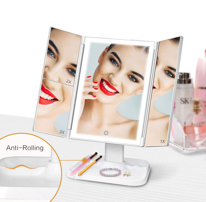 Trifold Make-up Spiegel met LED verlichting