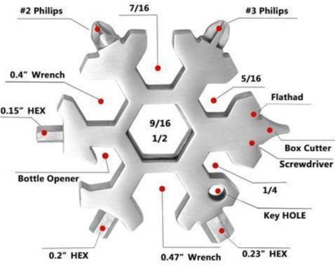 Toollux Sneeuwvlok Multitool (2 + 1 gratis!) - ClickToBuy.nl